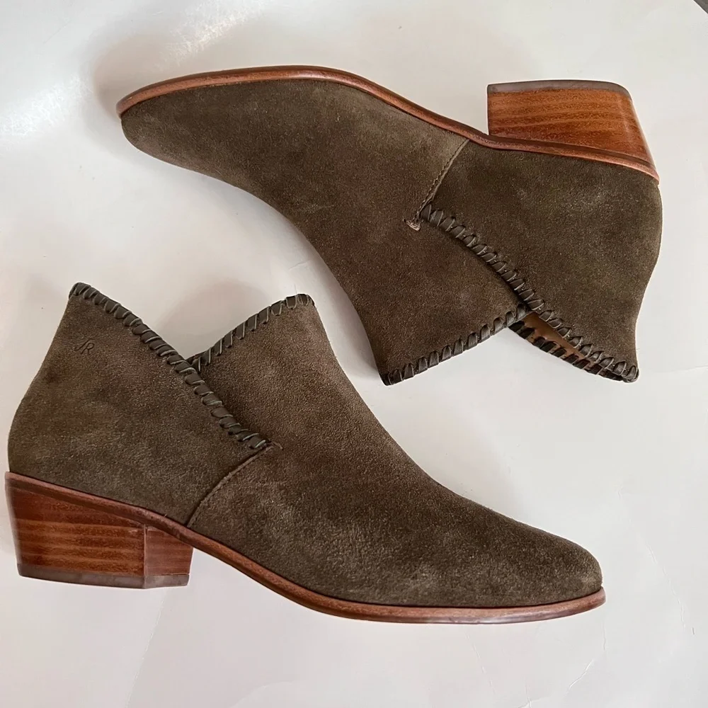 JACK ROGERS Olive Green Suede Sadie Ankle Booties Size 8.5